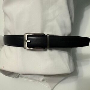 Black Full Grain Leather Belt | Modern Gunmetal Buckle | size 42